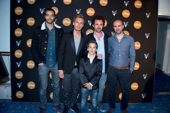 L'equipe du film Babysitting : Tarek Boudali, Philippe Lacheau, Enzo Tomasini, Nicolas Benamou et Julien Arruti à Cannes, le 17 mai 2014