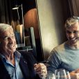  Exclusif - Jean-Paul Belmondo et son fils Paul ont déjeuné au café de l'Alma pour fêter la concrétisation du documentaire qui va être tourné pour TF1 sur Jean-Paul Belmondo le 20 mars 2014 