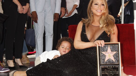 Mariah Carey et son fils Moroccan Cannon - Mariah Carey reçoit son étoile sur le Walk of Fame à Hollywood, le 5 août 2015.