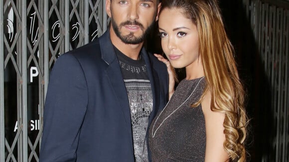 Nabilla Benattia et son petit ami Thomas Vergara - People à la sortie de la boite de nuit "Cosy Box" à Cannes, le 17 mai 2014.