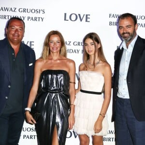 Gilles Mansard, Carolina Parsons et Milutin Gatsby - Soirée d'anniversaire "Love" pour les 63 ans de Fawaz Gruosi à l'hôtel Cala di Volpe à Porto Cervo, le 9 août 2015. 