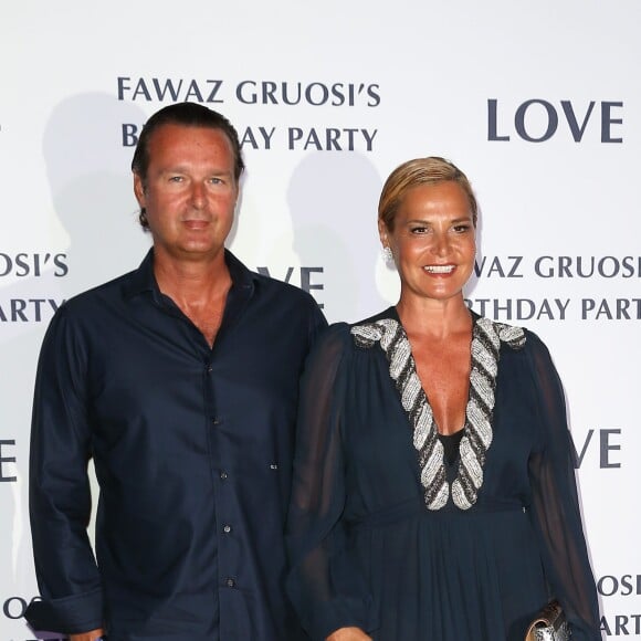 Simona Ventura et son compagnon Gero Carraro - Soirée d'anniversaire "Love" pour les 63 ans de Fawaz Gruosi à l'hôtel Cala di Volpe à Porto Cervo, le 9 août 2015. 