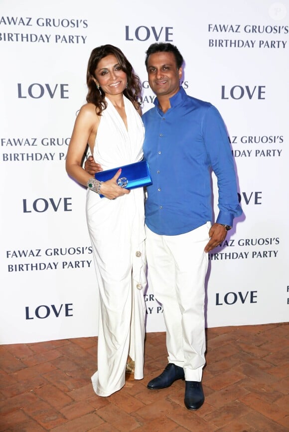Rishi Sethia et sa femme Queenie Singh - Soirée d'anniversaire "Love" pour les 63 ans de Fawaz Gruosi à l'hôtel Cala di Volpe à Porto Cervo, le 9 août 2015. 