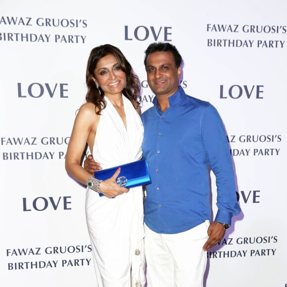 Rishi Sethia et sa femme Queenie Singh - Soirée d'anniversaire "Love" pour les 63 ans de Fawaz Gruosi à l'hôtel Cala di Volpe à Porto Cervo, le 9 août 2015. 