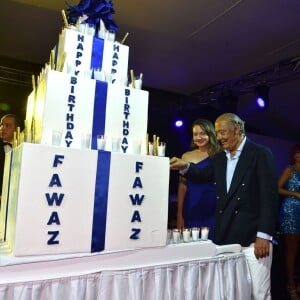 Fawaz Gruosi et sa compagne Sophie Taylor - Soirée d'anniversaire "Love" pour les 63 ans de Fawaz Gruosi à l'hôtel Cala di Volpe à Porto Cervo, le 9 août 2015. 