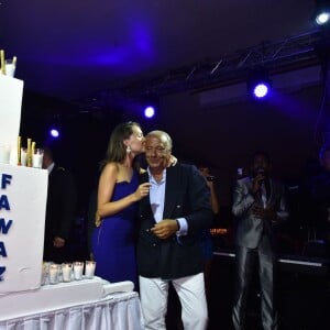 Fawaz Gruosi et sa compagne Sophie Taylor - Soirée d'anniversaire "Love" pour les 63 ans de Fawaz Gruosi à l'hôtel Cala di Volpe à Porto Cervo, le 9 août 2015. 