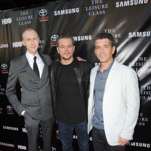 Jason Mann, Matt Damon, Marc Joubert lors de la soirée pour la saison 4 de The Project Greenlight à Los Angeles, le 10 août 2015.