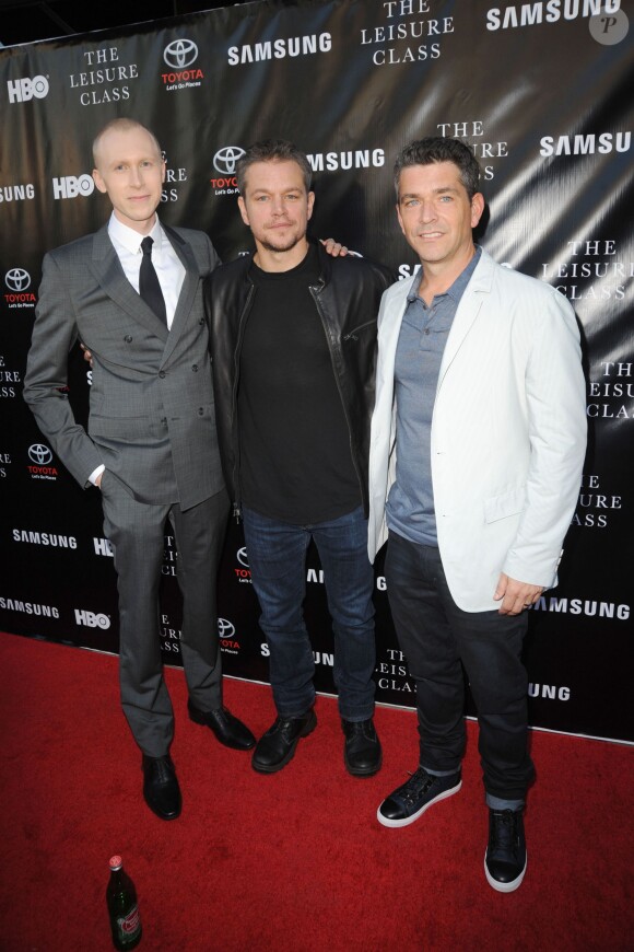 Jason Mann, Matt Damon, Marc Joubert lors de la soirée pour la saison 4 de The Project Greenlight à Los Angeles, le 10 août 2015.