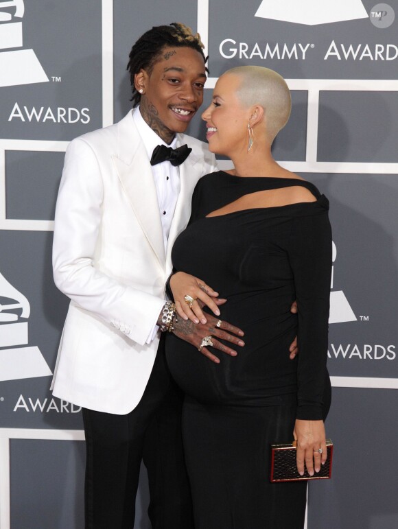 Wiz Khalifa et Amber Rose, enceinte, aux 55e Grammy Awards à Los Angeles. Février 2013.