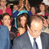 Francois Hollande, Julie Gayet, Aurelie Filippetti - Convention d'investiture de Francois Hollande pour l'élection présidentielle de 2012 à la Halle Freyssinet à Paris, le 22 octobre 2011