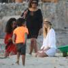 Dutch super model Doutzen Kroes and DJ husband Sunnery James enjoy holiday in Ibiza, Spain, with children. Doutzen Kroes relaxed on the white sands of Ibiza as she spent the day with her husband and their two children Phyllon and Myllena on Monday August 17, 2015. Photo by Look Press/ABACAPRESS.COM18/08/2015 - 