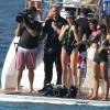 Kendall et Kylie Jenner en bateau à Saint-Barthélemy, le 19 août 2015.