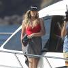 Khloé Kardashian en bateau à Saint-Barthélemy, le 19 août 2015.
