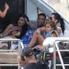 Kylie Jenner, Tyga, Kourtney Kardashian et son fils Mason en bateau à Saint-Barthélemy, le 19 août 2015.