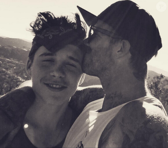 David Beckham et son fils Brooklyn à Los Angeles. Photo publiée le 19 août 2015.