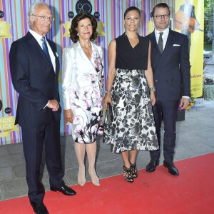 La princesse Victoria et le prince Daniel de Suède célébraient avec le roi Carl XVI Gustaf et la reine Silvia le 90e anniversaire de Sveriges Radio (Radio Suède), le 21 août 2015 à Stockholm.