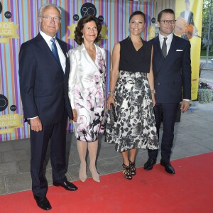 La princesse Victoria et le prince Daniel de Suède célébraient avec le roi Carl XVI Gustaf et la reine Silvia le 90e anniversaire de Sveriges Radio (Radio Suède), le 21 août 2015 à Stockholm.