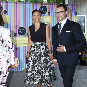 La princesse Victoria et le prince Daniel de Suède célébraient avec le roi Carl XVI Gustaf et la reine Silvia le 90e anniversaire de Sveriges Radio (Radio Suède), le 21 août 2015 à Stockholm.