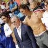 Tommy Hilfiger et Rafael Nadal - Lancement de la ligne de vêtements "Tommy x Nadal" à New York le 25 août 2015 pendant le tournoi des célébrités de Bryant Park. Rafael Nadal et Tommy Hilfiger lancent une ligne de sous-vêtements, de vêtements sur-mesure et un parfum "TH Bold".  