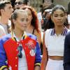 Hannah Davis et Chanel Iman - Lancement de la ligne de vêtements "Tommy x Nadal" à New York le 25 août 2015 pendant le tournoi des célébrités de Bryant Park. Rafael Nadal et Tommy Hilfiger lancent une ligne de sous-vêtements, de vêtements sur-mesure et un parfum "TH Bold".  