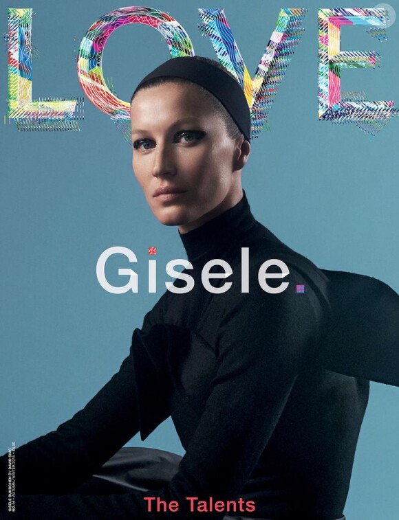 Gisele Bündchen en couverture du magazine LOVE. Photo par David Sims. Numéro d'automne-hiver 2015.