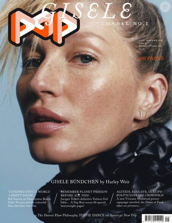Gisele Bündchen en couverture du magazine Pop. Numéro d'automne-hiver 2015.