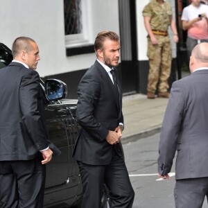 David Beckham à Bury aux obsèques de Neville Neville, le père des frères Phil et Gary, le 27 août 2015.