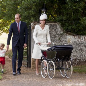 Baptême de la princesse Charlotte de Cambridge, fille de Kate Middleton et du prince William, le 5 juillet 2015 à Sandringham.