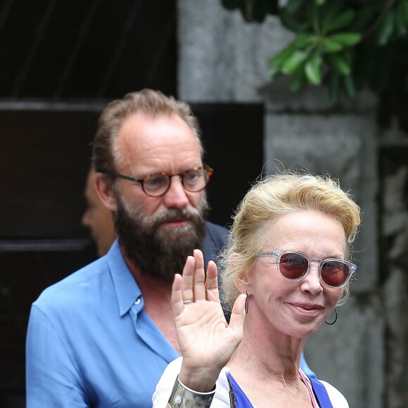 Exclusif - Sting et sa femme Trudie Styler déjeunent à la Colombe d'Or à Saint-Paul-de-Vence le 22 juin 2015.