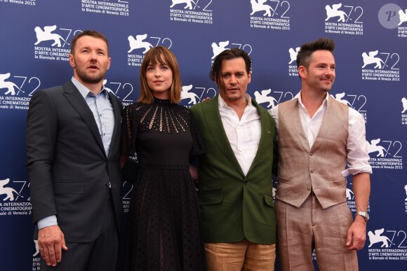 Joel Edgerton, Dakota Johnson, Johnny Depp, Scott Cooper - Photocall du film "Black Mass" lors du 72ème Festival du Film de Venise, la Mostra. Le 4 septembre 2015
