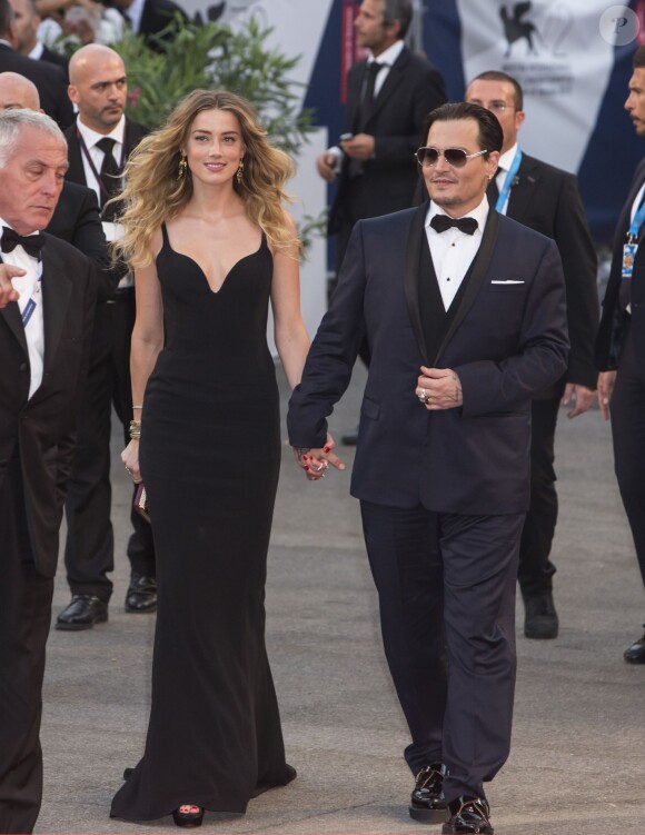 Johnny Depp et Amber Heard - Projection de Black Mass lors du 72e Festival du Film de Venise en Italie le 4 septembre 2015