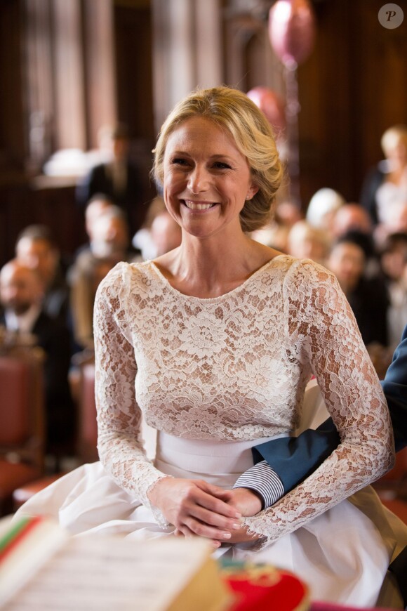 Mariage de Julie Taton, à l'hôtel de ville de Bruxelles et à l'église Notre-Dame du Sablon, à Bruxelles, le 2 mai 2015.