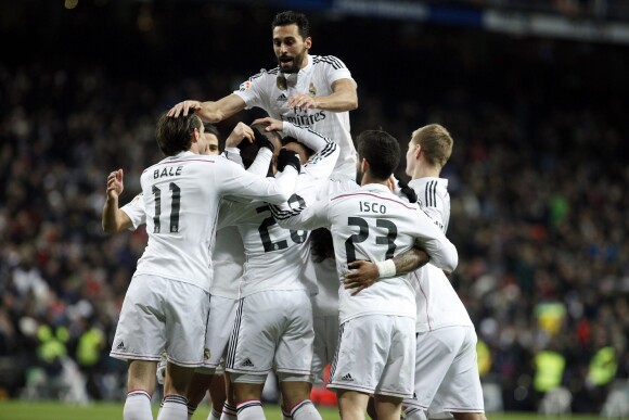 Jesse, Arbeloa, Gareth Bale, Marcelo, Kroos à Madrid, le 4 février 2015.