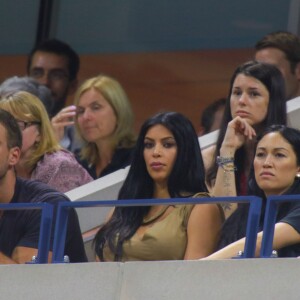 Kim Kardashian, enceinte, assiste au quart de finale féminin de l'US Open opposant les soeurs Venus et Serena Williams à l'Arthur Ashe Stadium, au USTA Billie Jean King National Tennis Center. New York, le 8 septembre 2015.