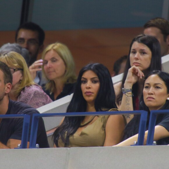 Kim Kardashian, enceinte, assiste au quart de finale féminin de l'US Open opposant les soeurs Venus et Serena Williams à l'Arthur Ashe Stadium, au USTA Billie Jean King National Tennis Center. New York, le 8 septembre 2015.