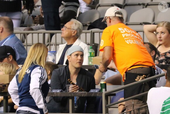 Exclusif - Michael Bublé est allé voir un match de football de l'équipe des Whitecaps avec son fils Noah à Vancouver. Le 26 août 2015