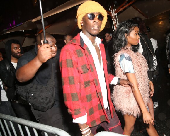 Young Thug et sa fiancée Jerrika Karlae assistent à la block party de Rihanna au New York Edition. New York, le 10 septembre 2015.