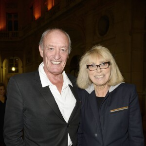 Mireille Darc et son mari Pascal Desprez - Générale de la pièce de théâtre "Le Mensonge" au théâtre Edouard VII à Paris, le 14 septembre 2015.