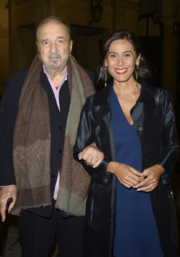 Jean-Claude Carrière et sa femme Nahal Tajadod - Générale de la pièce de théâtre "Le Mensonge" au théâtre Edouard VII à Paris, le 14 septembre 2015.