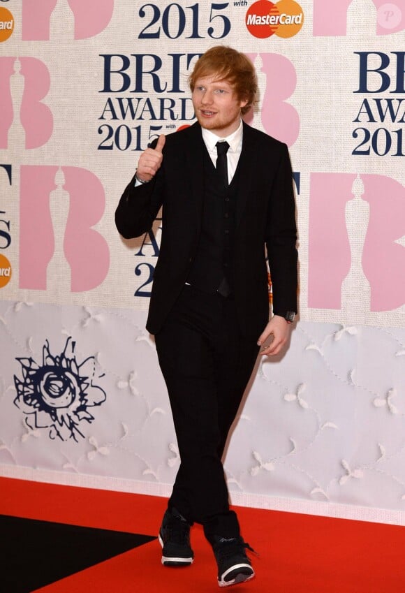 Ed Sheeran - Soirée des "BRIT Awards 2015" à Londres. Le 25 février 2015.