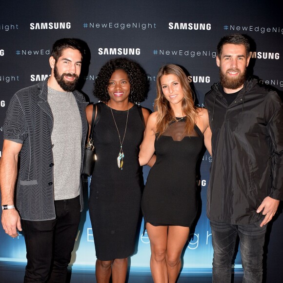 Nikola Karabatic, Muriel Hurtis, Laury Thilleman et Luka Karabatic - Soirée Samsung "New Edge Night" pour la sortie du nouveau Samsung Galaxy GS6 edge + à la piscine Molitor à Paris le 15 septembre 2015.