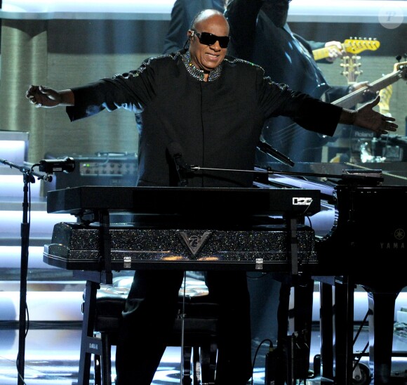 Stevie Wonder lors du concert Stevie Wonder : Songs In The Key Of Life - An All-Star Grammy Salute au Nokia Theatre LA Live de Los Angeles, le 10 février 2015