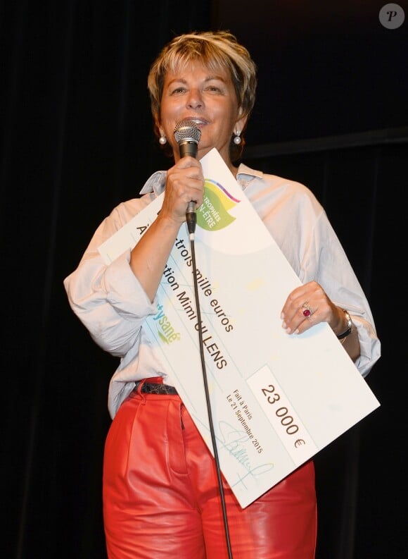 Myriam Ullens - Première édition des "Trophées du bien-être" au profit de la fondation Mimi Ullens au Théâtre de la Gaité Montparnasse à Paris le 21 septembre 2015