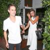 Miranda Kerr et son amoureux Evan Spiegel sortent du restaurant Giorgio Baldi à Santa Monica le dimanche 20 septembre 2015