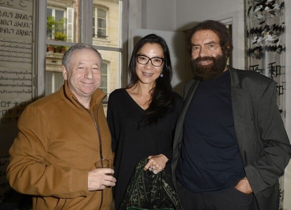 Jean Todt avec sa femme Michelle Yeoh et Marek Halter - Soirée du Nouvel An juif chez Marek Halter à Paris le 20 septembre 2015.
