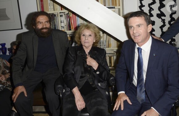Marek Halter avec sa femme Clara et Manuel Valls - Soirée du Nouvel An juif chez Marek Halter à Paris le 20 septembre 2015.