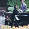 Kim Kardashian enceinte et sa fille North sortent de l'hôtel "The Lodge at Torrey Pines" dans le quartier de La Jolla à San Diego en Californie, le 23 septembre 2015. Le clan Kardashian est à San Diego pour célébrer l'anniversaire de Mary Jo Shannon (81 ans), la mère de Kris Jenner.