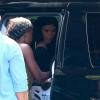 Kim Kardashian et sa mère Kris Jenner ainsi que son compagnon Corey Gamble partent de leur hôtel après avoir fêté l'anniversaire de Mary Jo au restaurant George's at the Cove à San Diego la nuit dernière. Le 23 septembre 2015