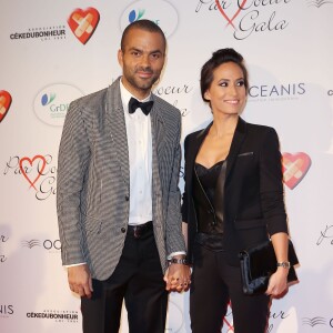 Tony Parker et sa femme Axelle Francine lors du "Par Coeur Gala" pour les 10 ans de l'association "Cekedubonheur" au pavillon d'Armenonville à Paris le 24 septembre 2015