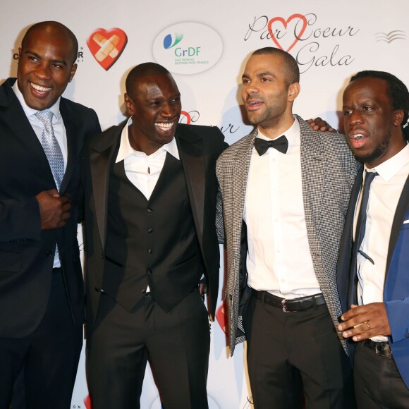 Teddy Riner, Omar Sy, Tony Parker et Youssoupha lors du "Par Coeur Gala" pour les 10 ans de l'association "Cekedubonheur" au pavillon d'Armenonville à Paris le 24 septembre 2015